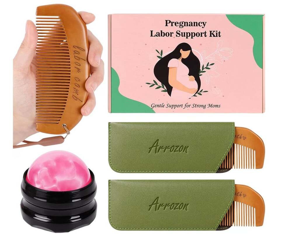 Arrozon Pregnancy Labor Support Kit Wooden Combs and Roller